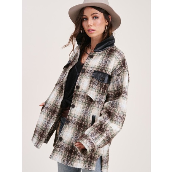 Last1️⃣ Heavyweight Oversized Plaid Button Down Coat Fall Winter Coat - Picture 4 of 11